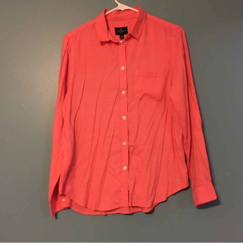 American eagle pink button down shirt, re-posting